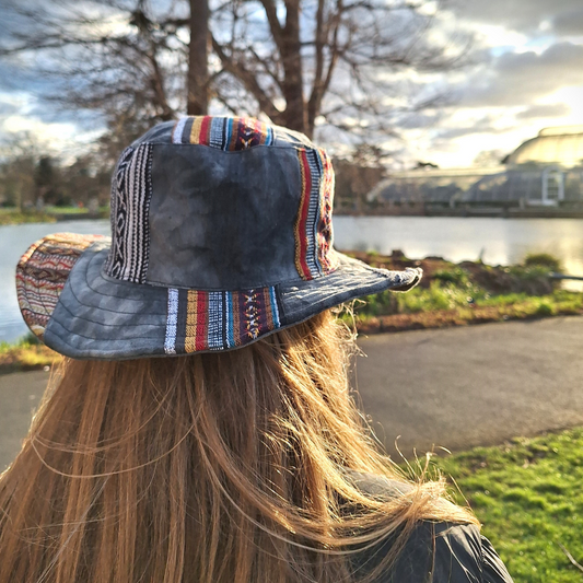 Beautiful pure Cotton and Gheri trim Unisex OUTBACK NEPALA COLOUR hat with a flexible, finished and lined brim