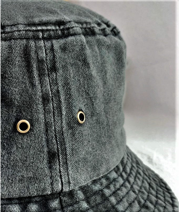 The SHADY GREY vintage washed Bucket Hat pins | InventSports